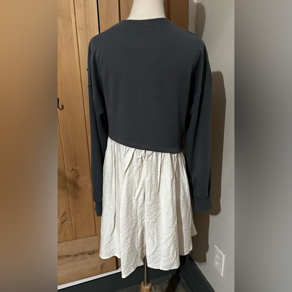 Gray Cream Colorblock Long Sleeve Shift Dress Size Small - Picture 3 of 6